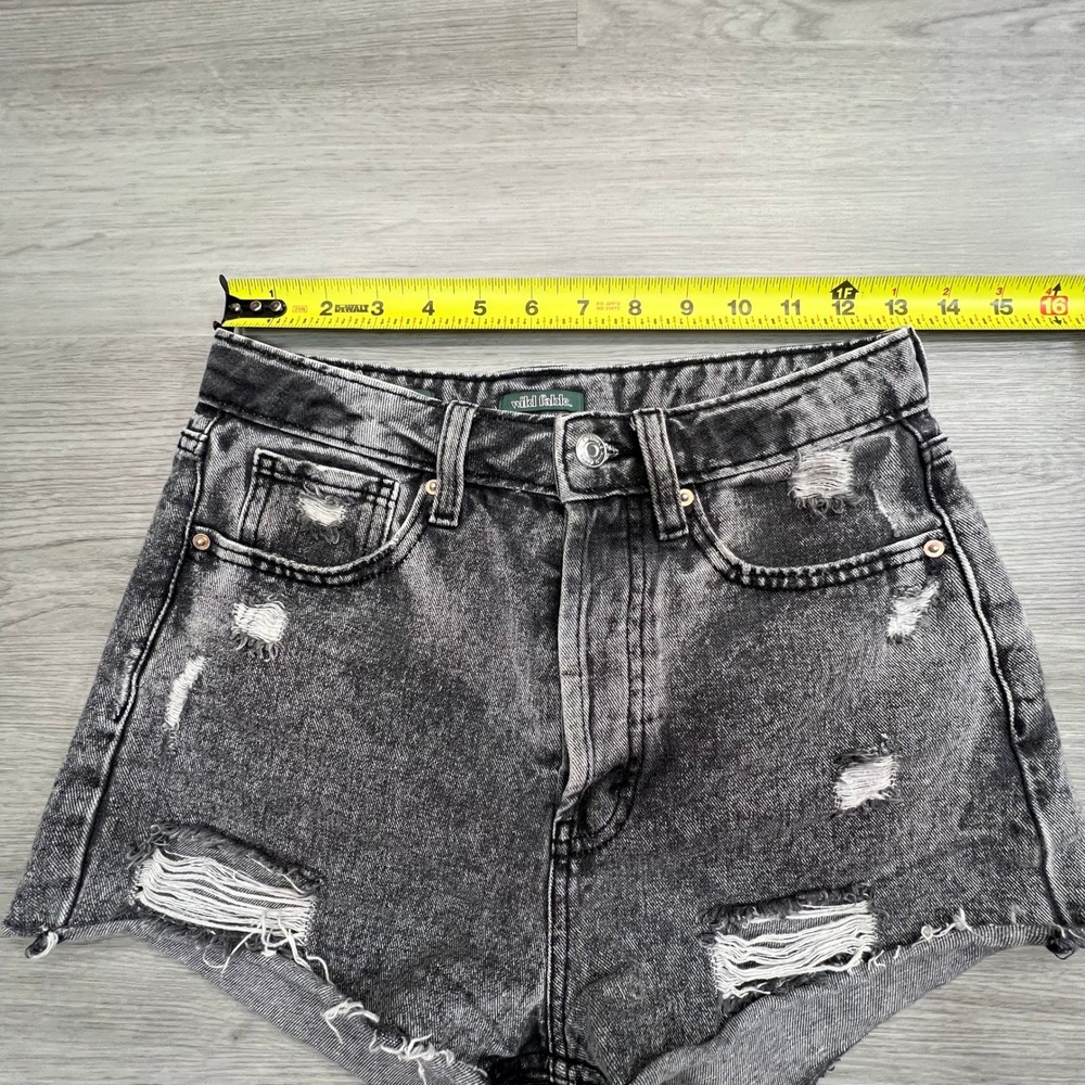 Wild Fable Distressed Denim‎ Shorts High Rise Cutoff Black Wash Size 0 - Picture 11 of 12